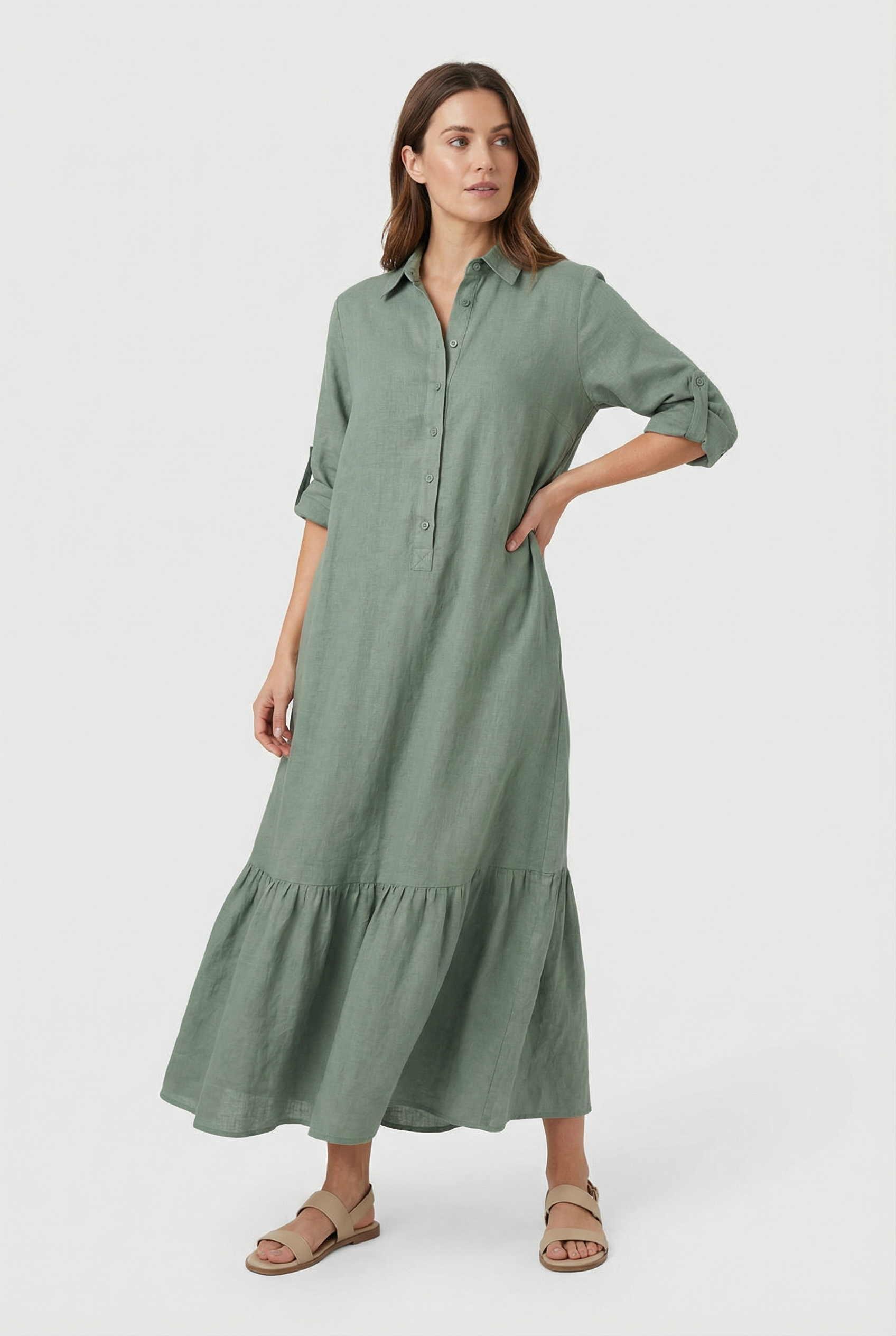 Clarissa | Effortless Tiered Shirt Maxi Dress