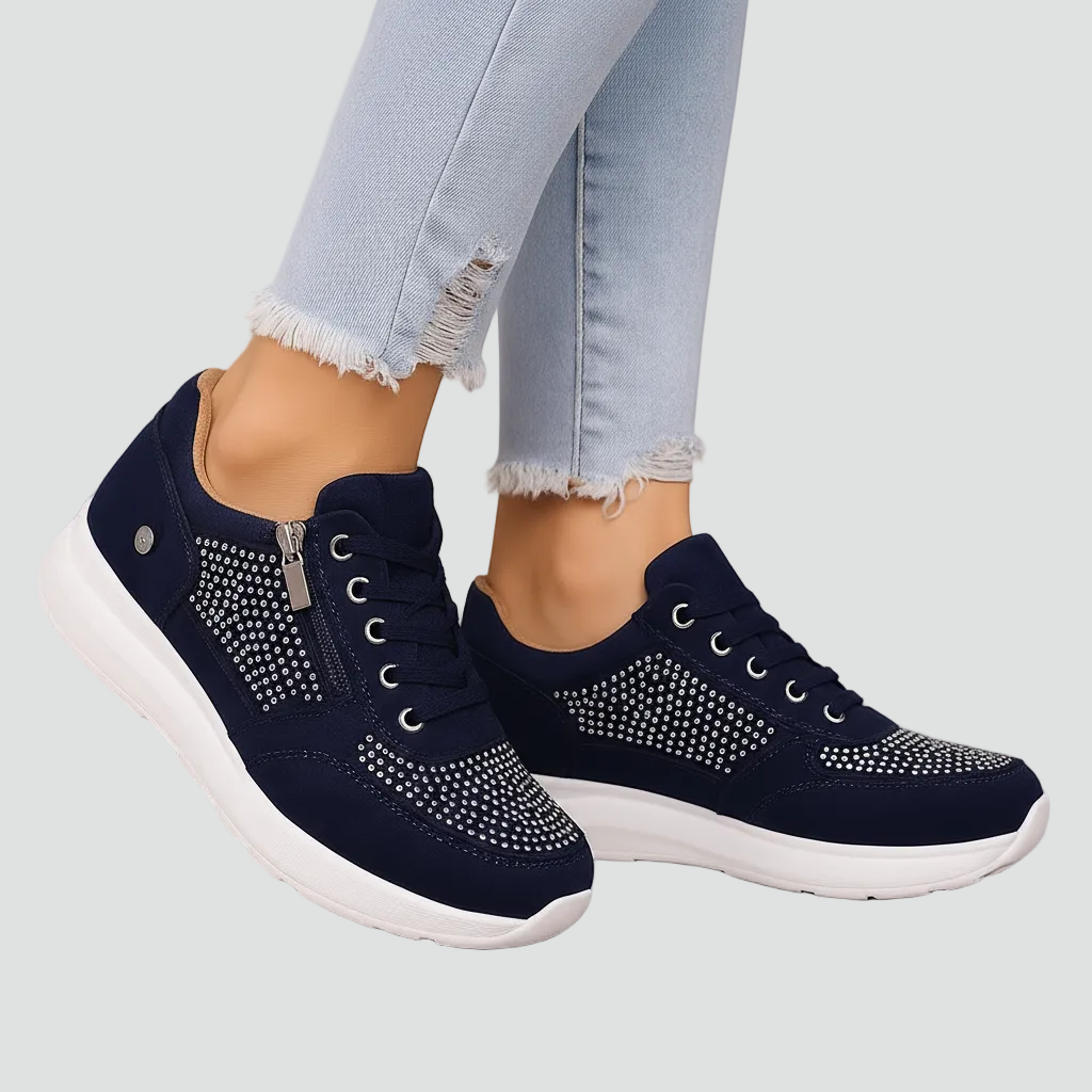 Celestiana | Orthopedic Rhinestone Zip Sneakers