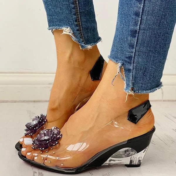 Elowen | Clear Wedge Sandals Slingback