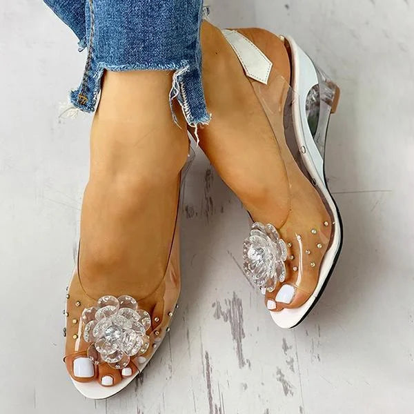 Elowen | Clear Wedge Sandals Slingback