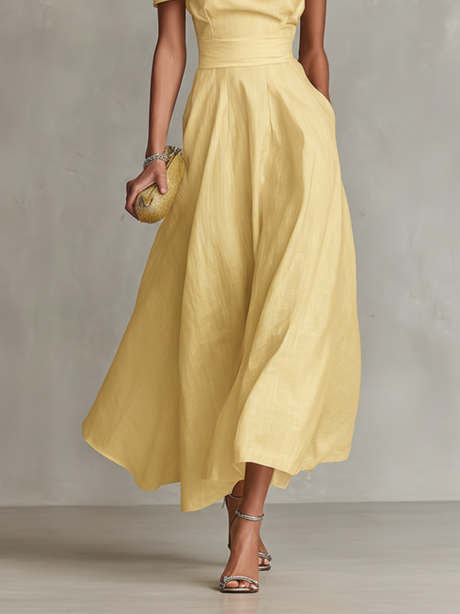 Celeste | Linen Off-Shoulder Maxi Dress