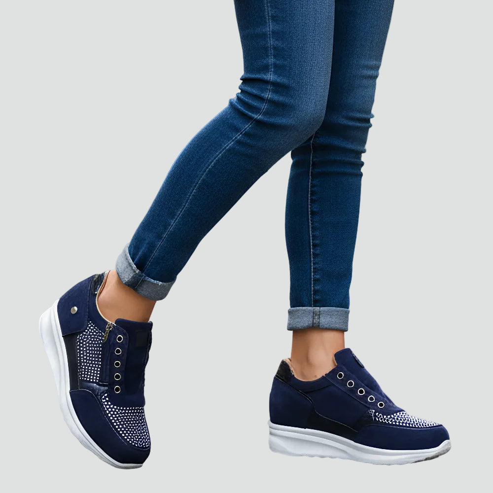 Celestiana | Orthopedic Rhinestone Zip Sneakers