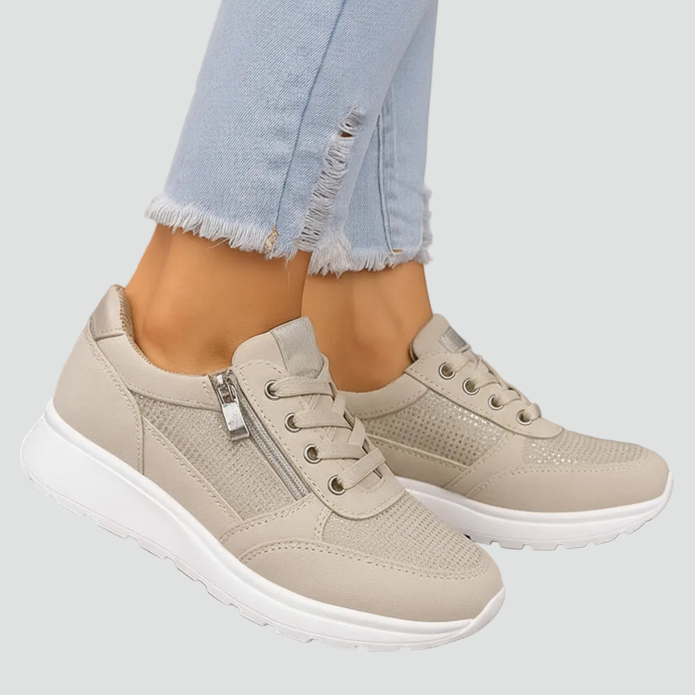 Celestiana | Orthopedic Rhinestone Zip Sneakers