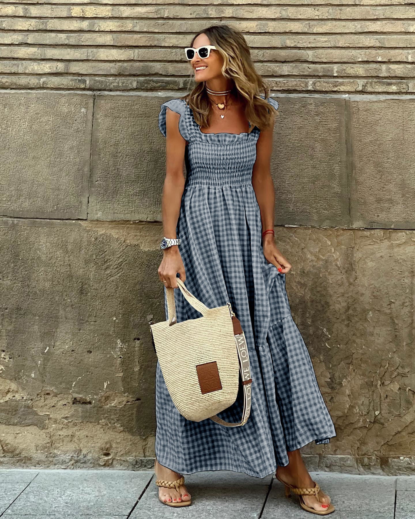 Esme | Romantic Gingham Smocked Maxi Dress