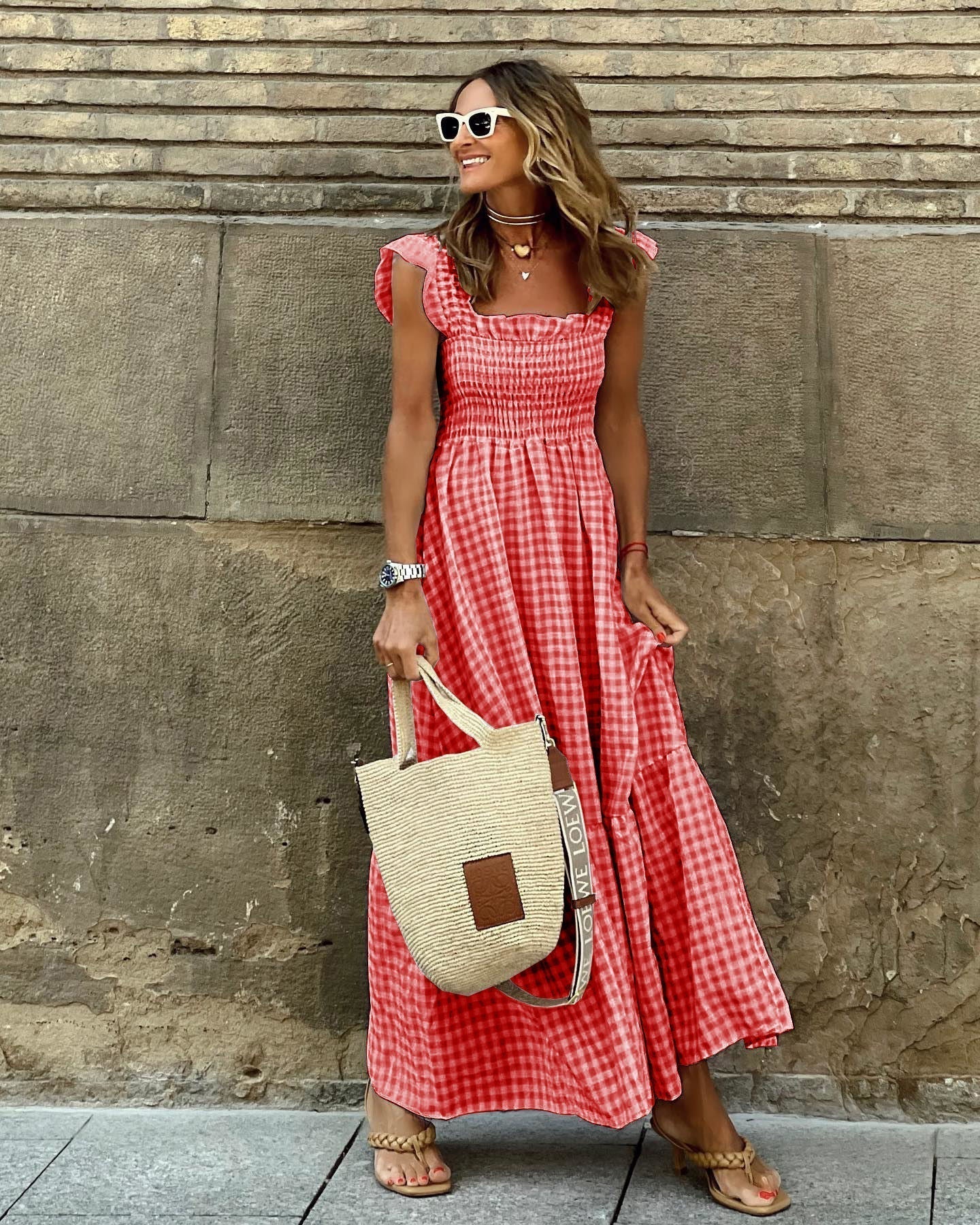 Esme | Romantic Gingham Smocked Maxi Dress