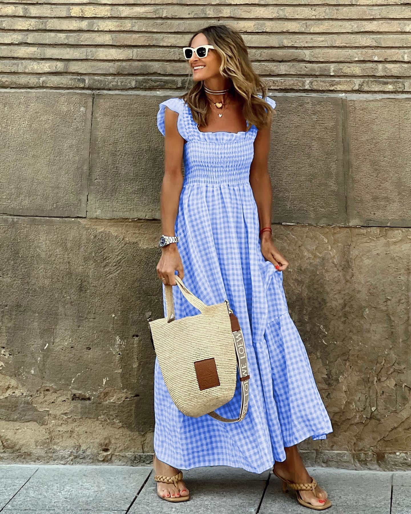 Esme | Romantic Gingham Smocked Maxi Dress