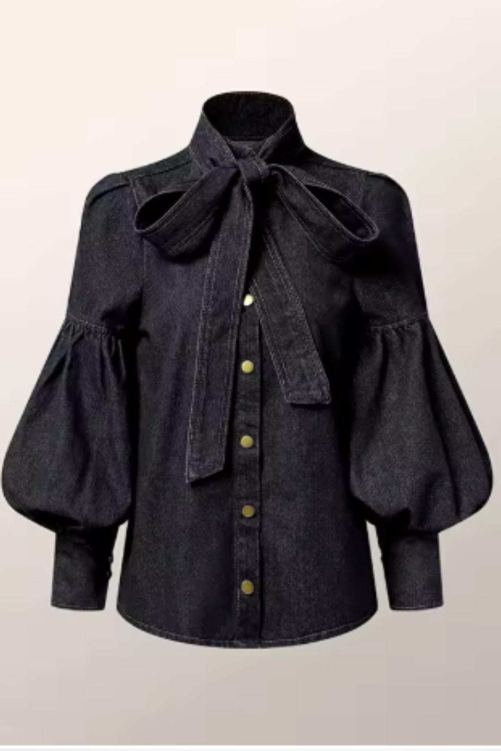 Orla | Romantic Denim Bow Puff Sleeve Shirt