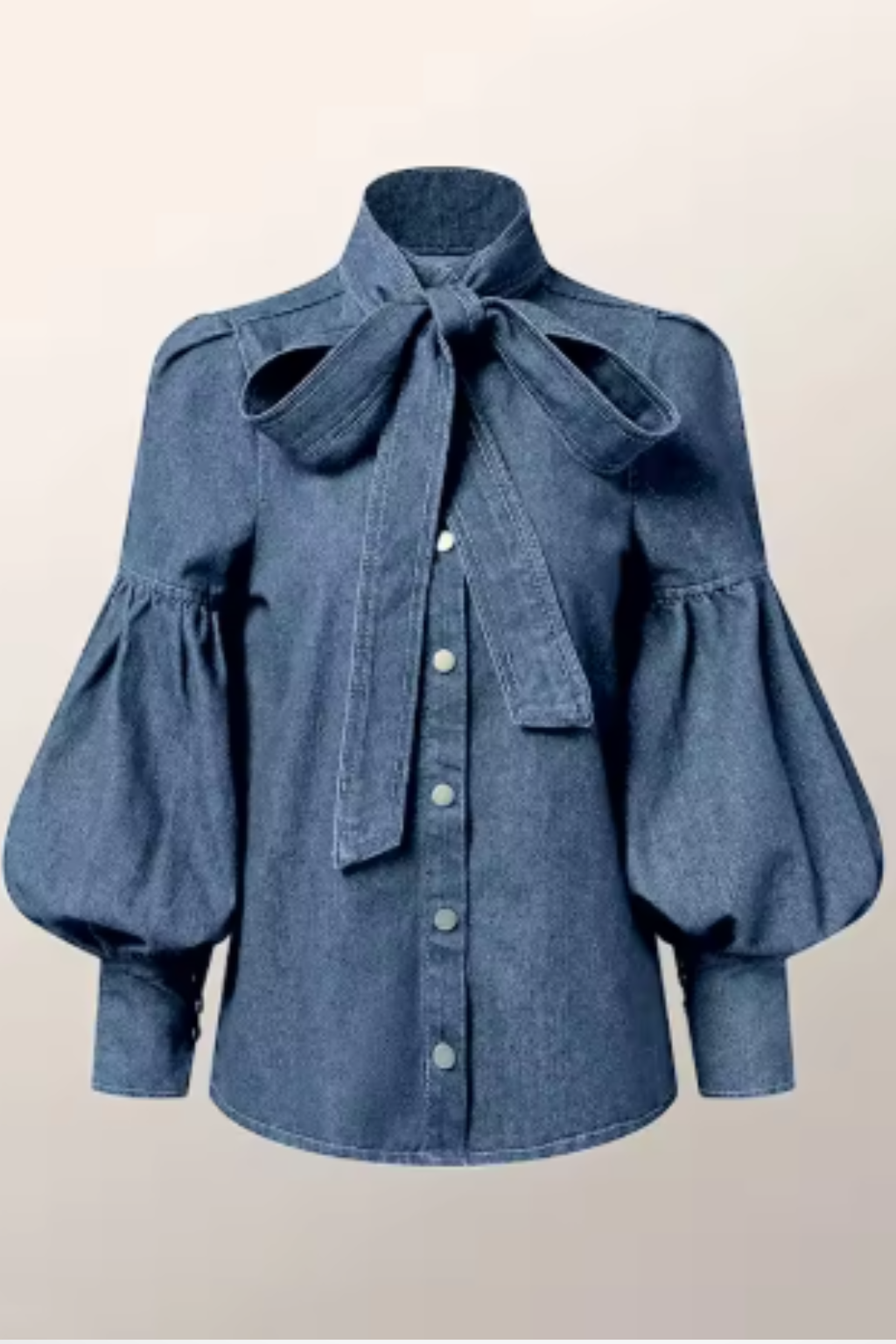 Orla | Romantic Denim Bow Puff Sleeve Shirt