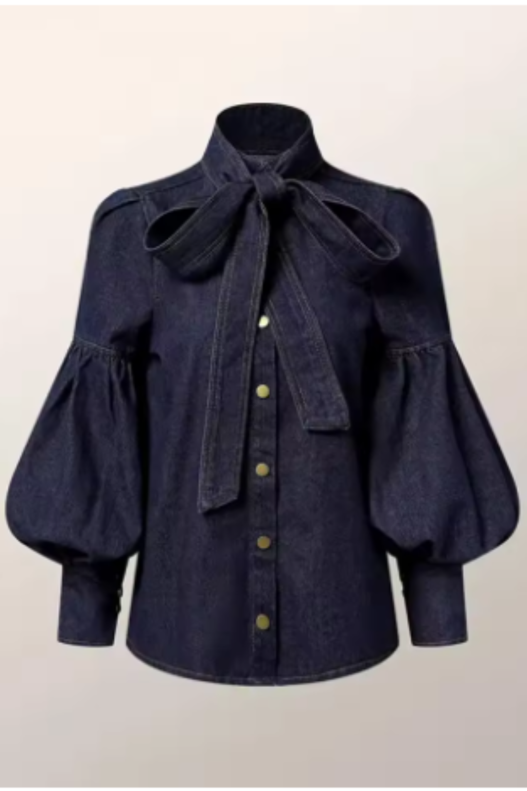 Orla | Romantic Denim Bow Puff Sleeve Shirt