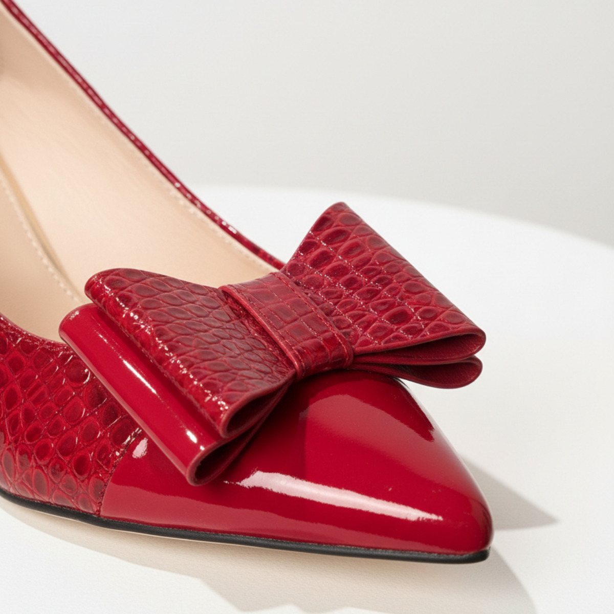 Celestine | Luxe Bow Detail Block Heel Court Shoes