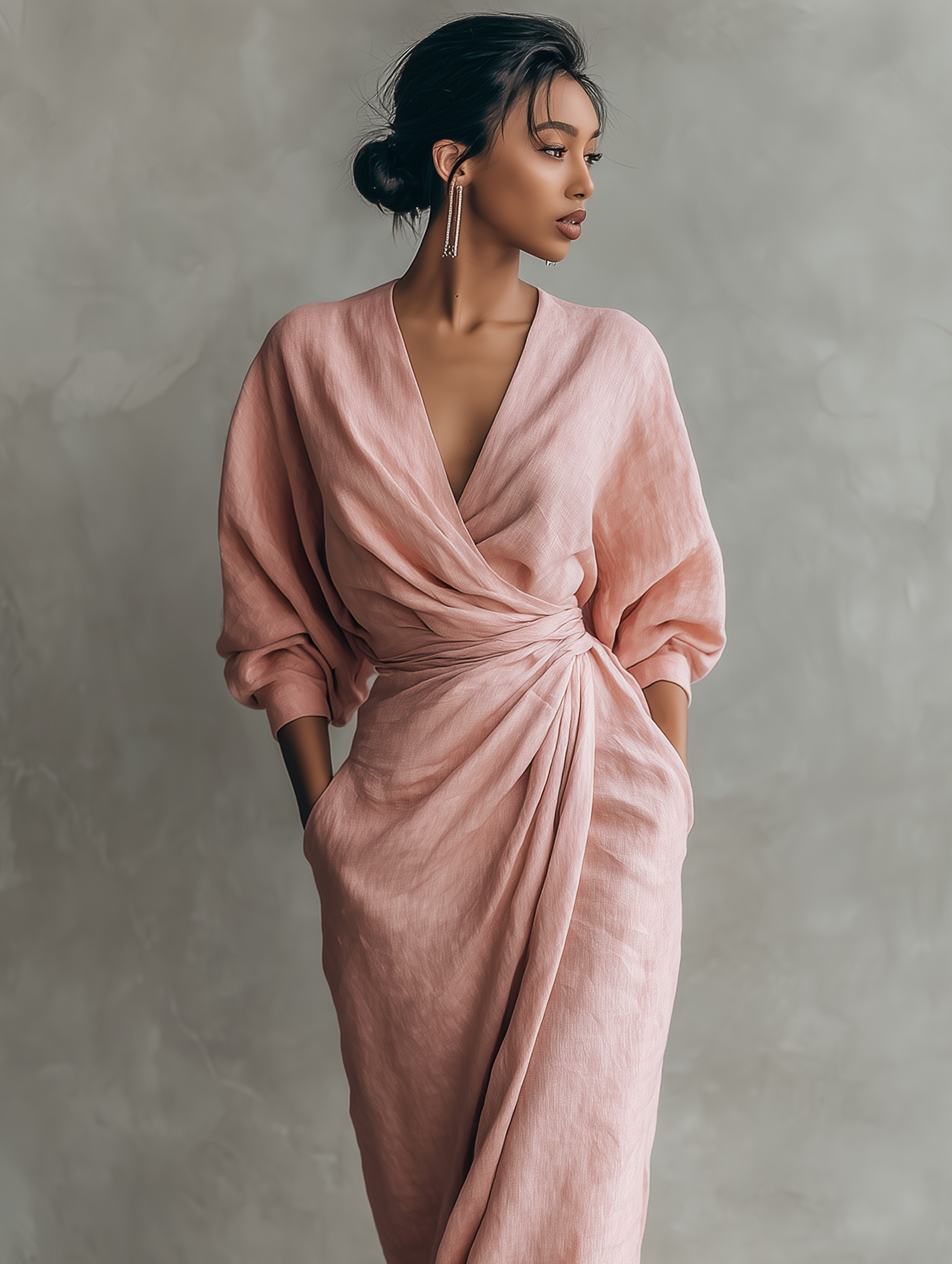 Ophelia | Linen Blend Wrap Maxi Dress