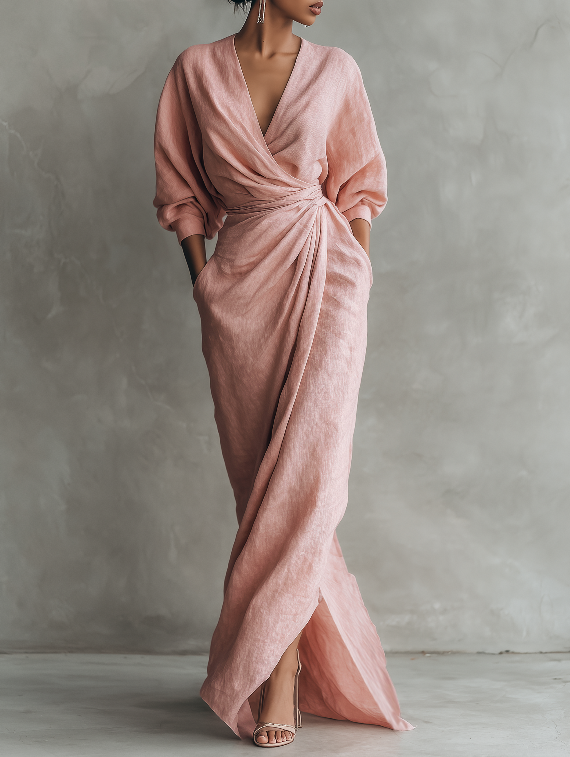 Ophelia | Linen Blend Wrap Maxi Dress
