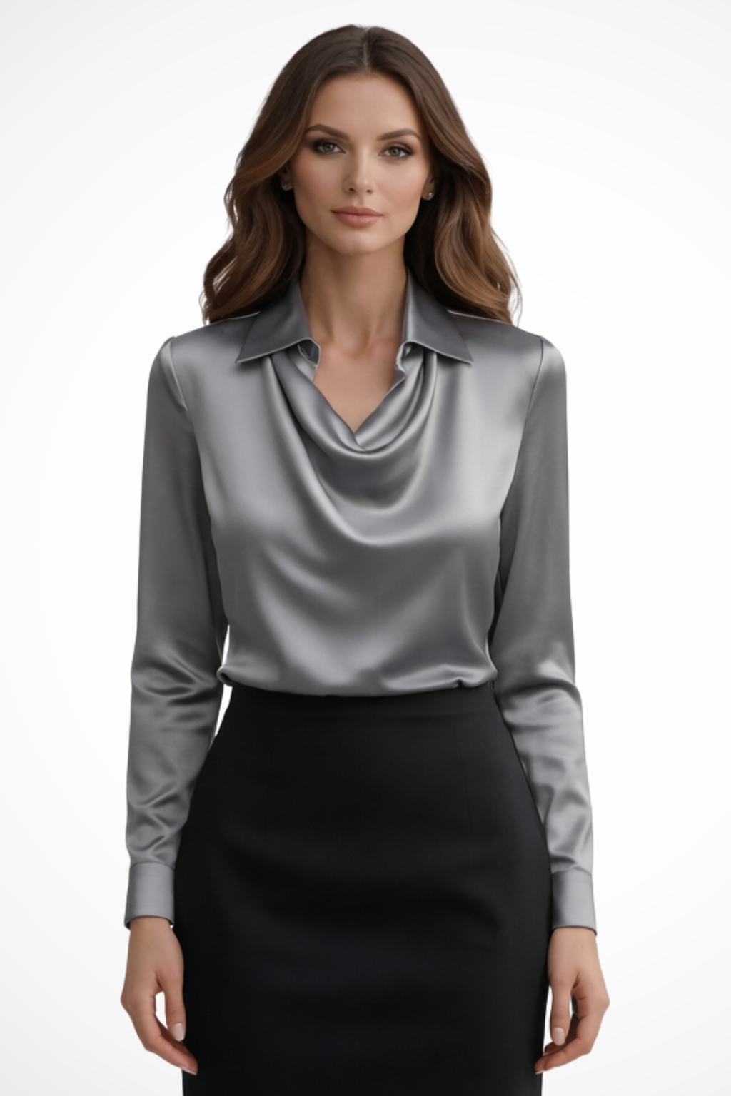 Mara | Elegant Satin Draped Blouse