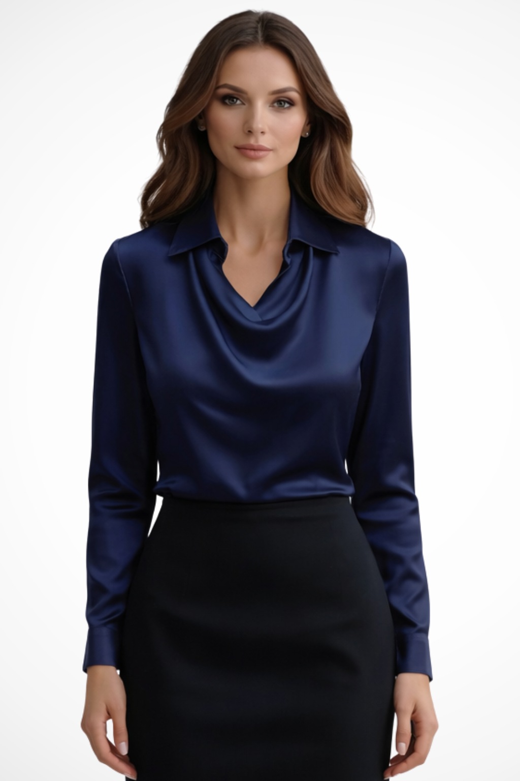 Mara | Elegant Satin Draped Blouse
