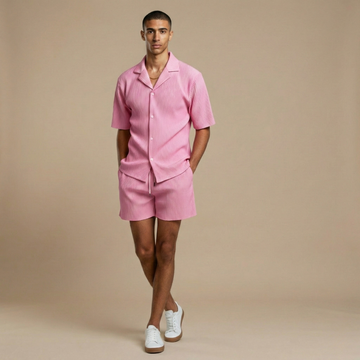 Lucero | Men's Ribbed Short Sleeve Shirt & Shorts Set