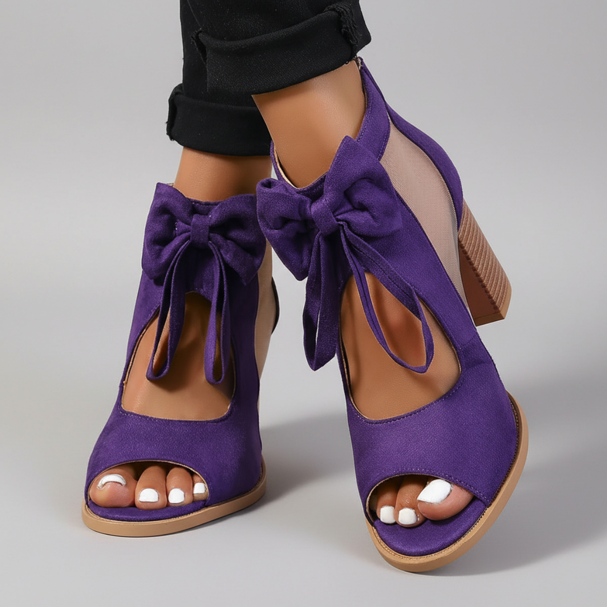 Sorella | Romantic Bow Tie Peep Toe Block Heels