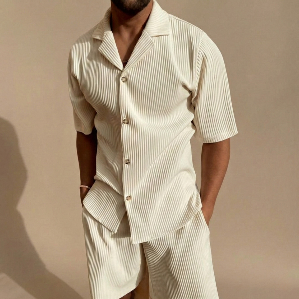 Lucero | Men's Ribbed Short Sleeve Shirt & Shorts Set