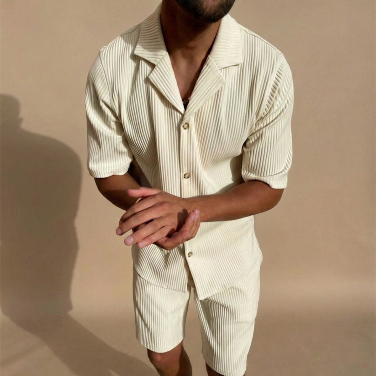 Lucero | Men's Ribbed Short Sleeve Shirt & Shorts Set