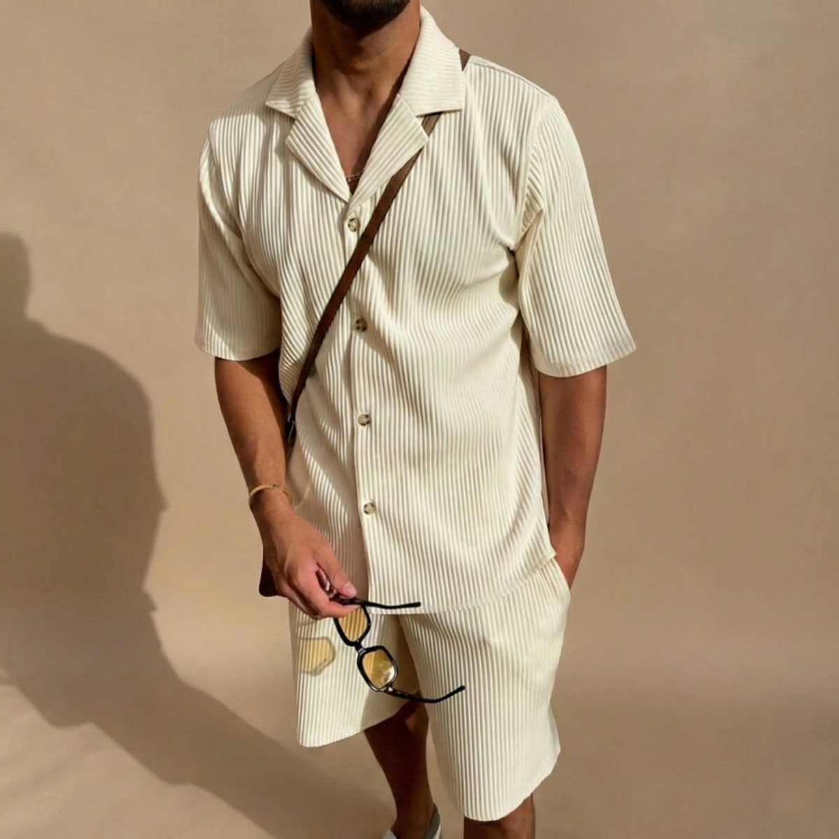 Lucero | Men's Ribbed Short Sleeve Shirt & Shorts Set