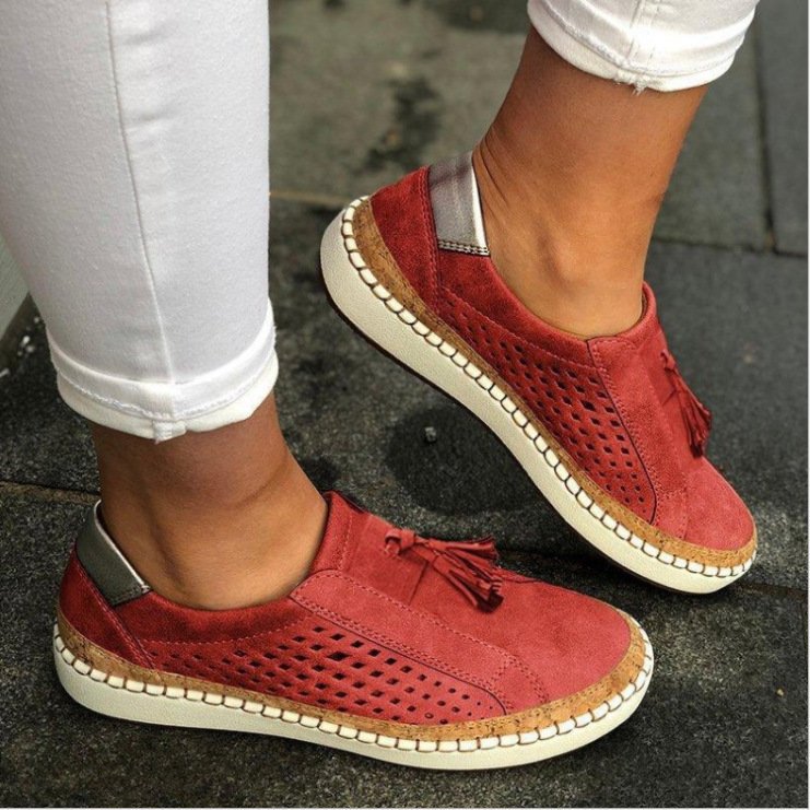 Beatrice | Elegant Suede Perforated Slip-On Flats
