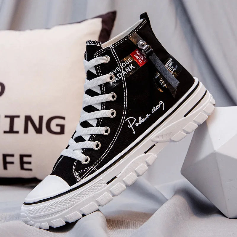 Men's High Tops - Canvas - Platform Sole - Lace-Up - Round Toe