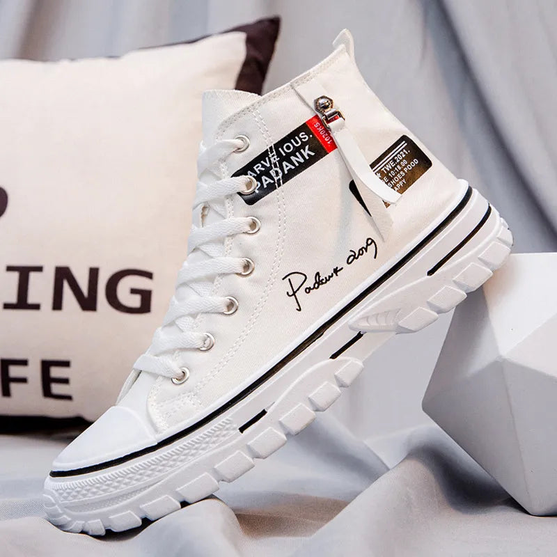 Men's High Tops - Canvas - Platform Sole - Lace-Up - Round Toe
