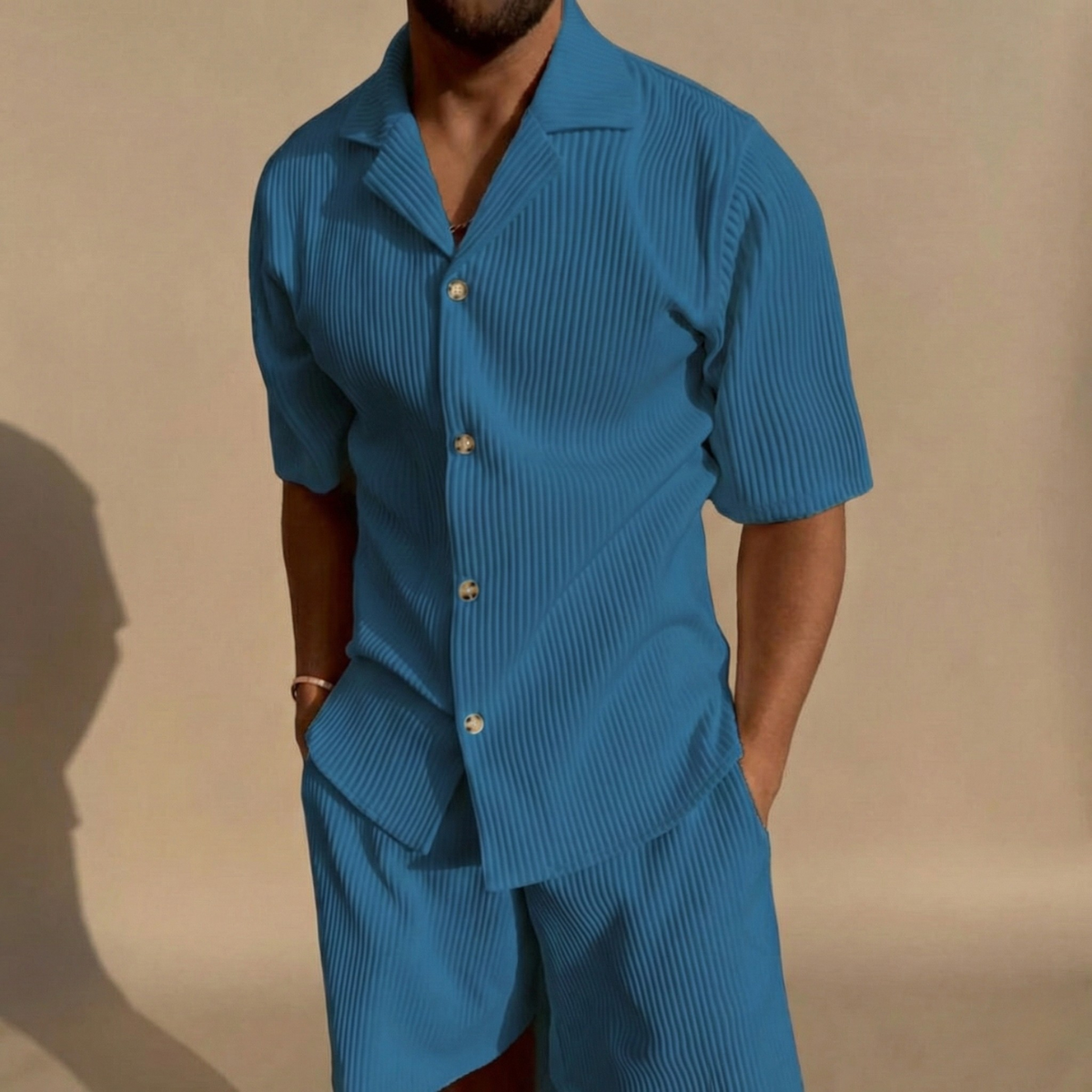 Lucero | Men's Ribbed Short Sleeve Shirt & Shorts Set