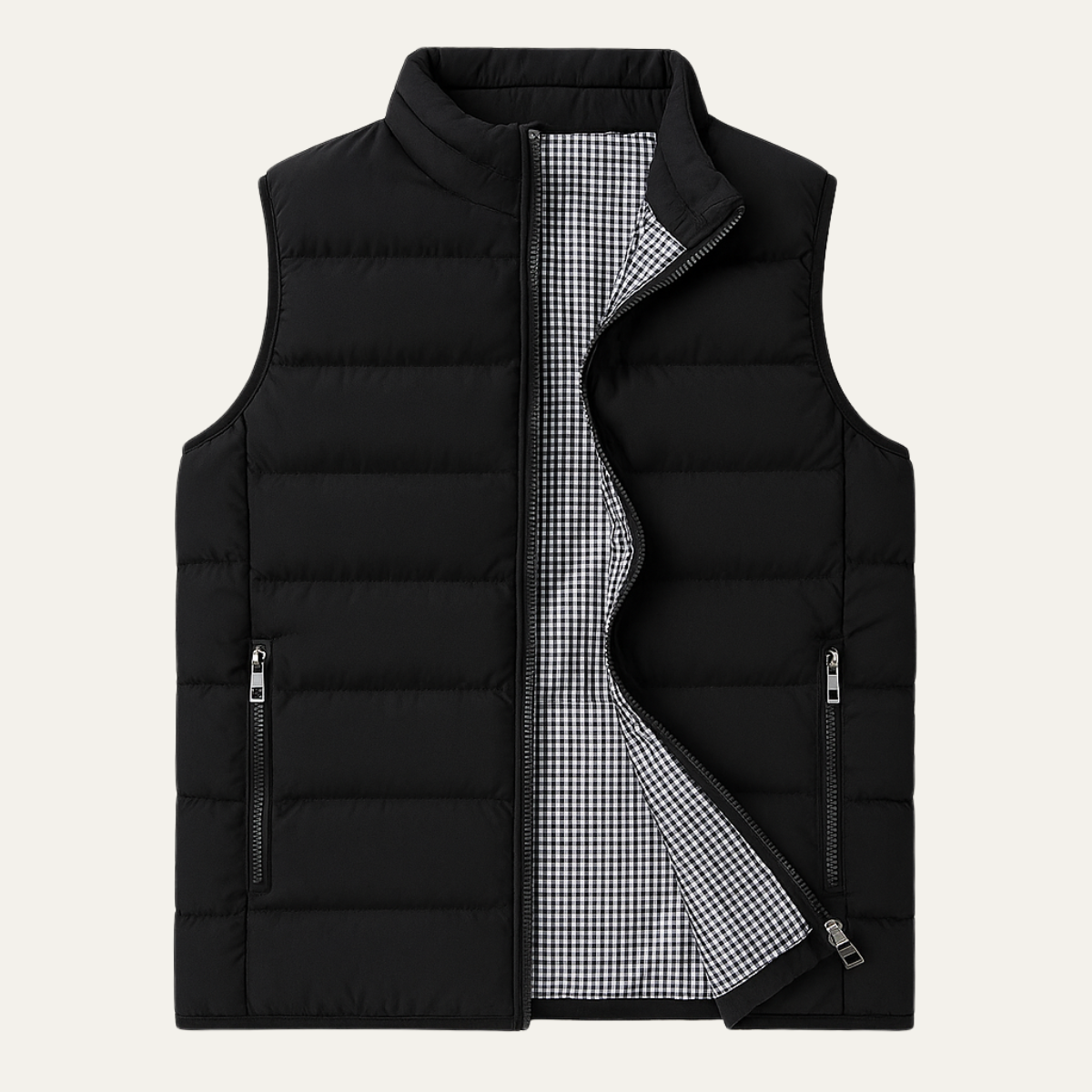 Men’s Quilted Puffer Vest with High Neck and Tailored Silhouette