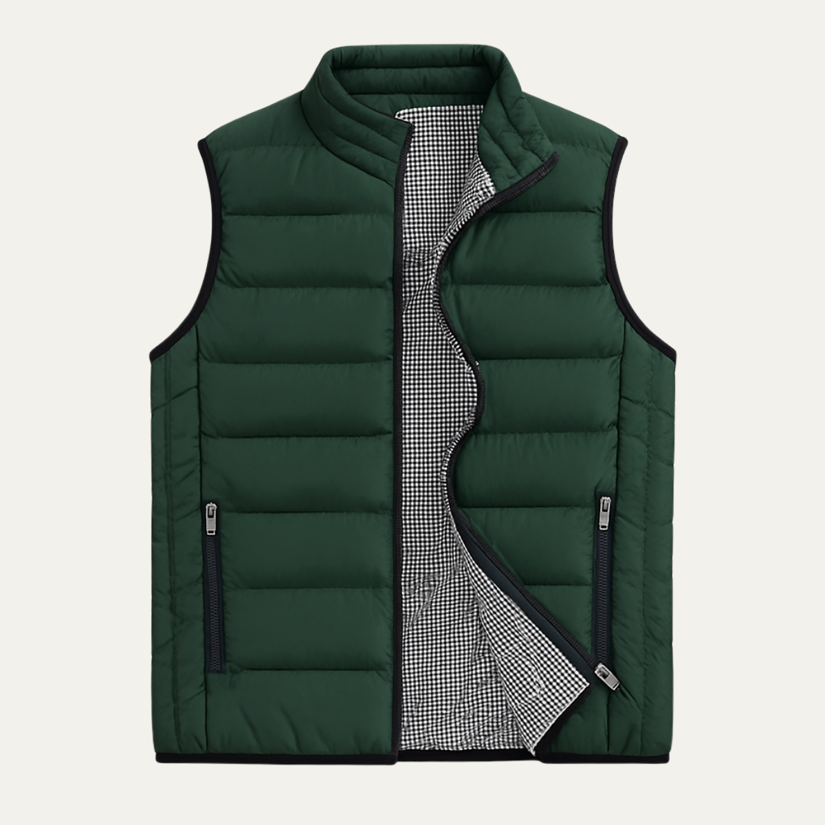 Men’s Quilted Puffer Vest with High Neck and Tailored Silhouette