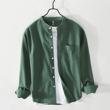 Kieran | Men's Casual Collarless Cotton Button Down Shirt