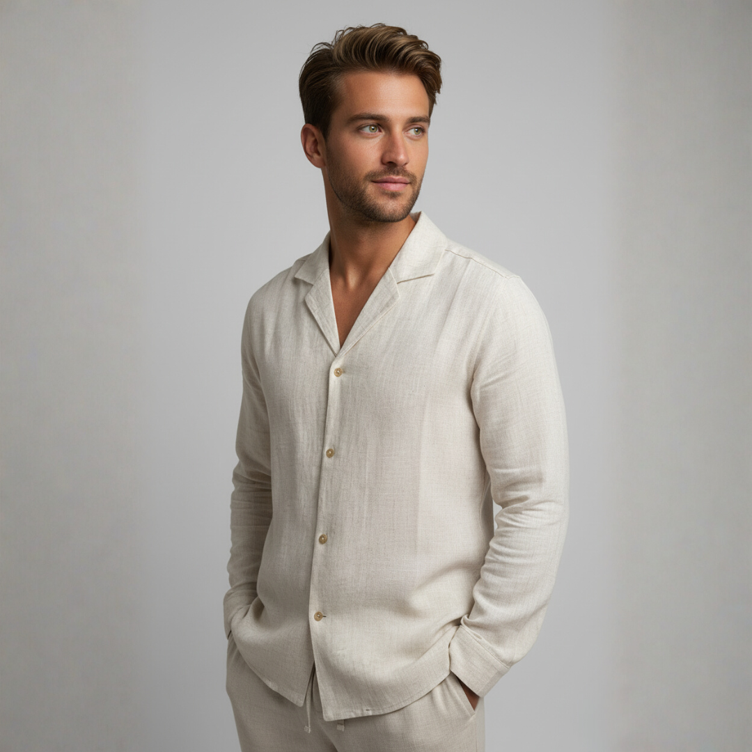 Aurelio | Men's Relaxed Linen Long Sleeve Shirt & Trouser Set