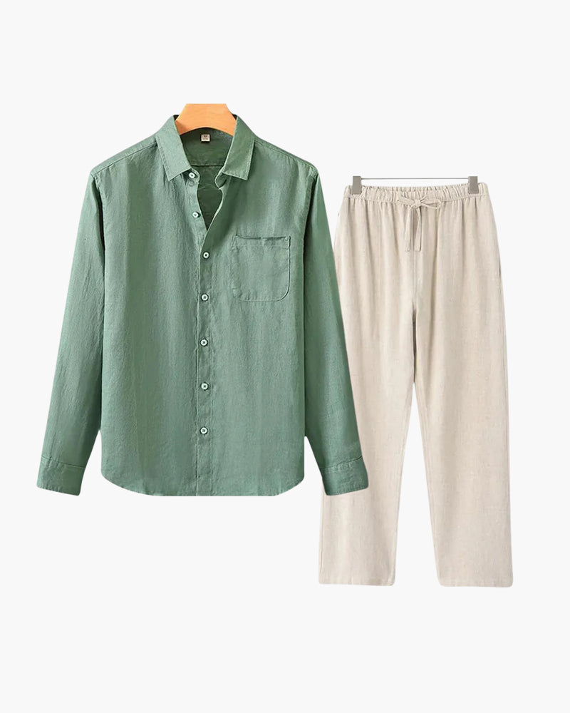 Merrick | Men's Relaxed Linen Long Sleeve Shirt & Trouser Set