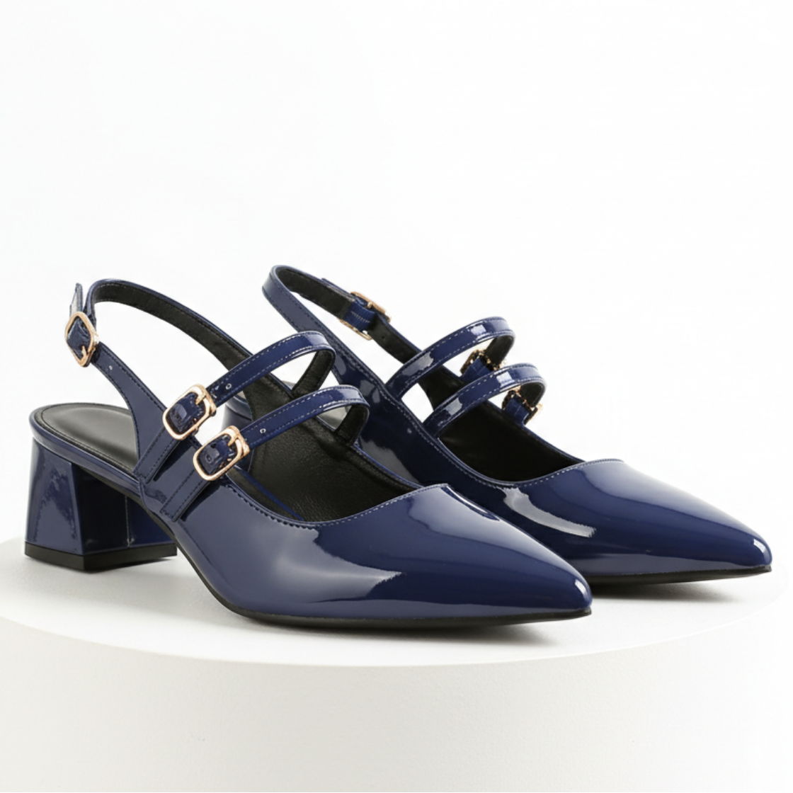 Isadora | Elegant Double Strap Mary Jane Slingback Heels