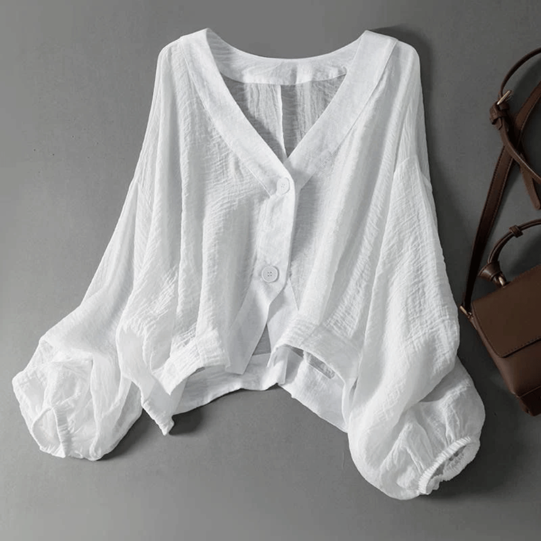 Dahlia | Casual Linen Balloon Sleeve Blouse