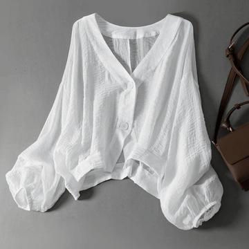 Dahlia | Casual Linen Balloon Sleeve Blouse