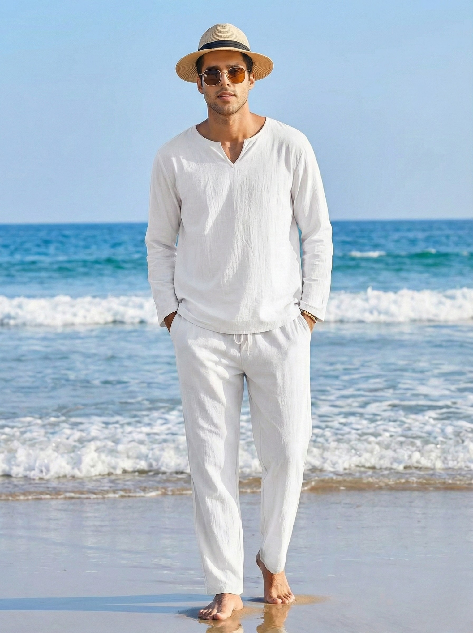 Solano | Men's Relaxed Linen Long Sleeve Top & Trouser Set