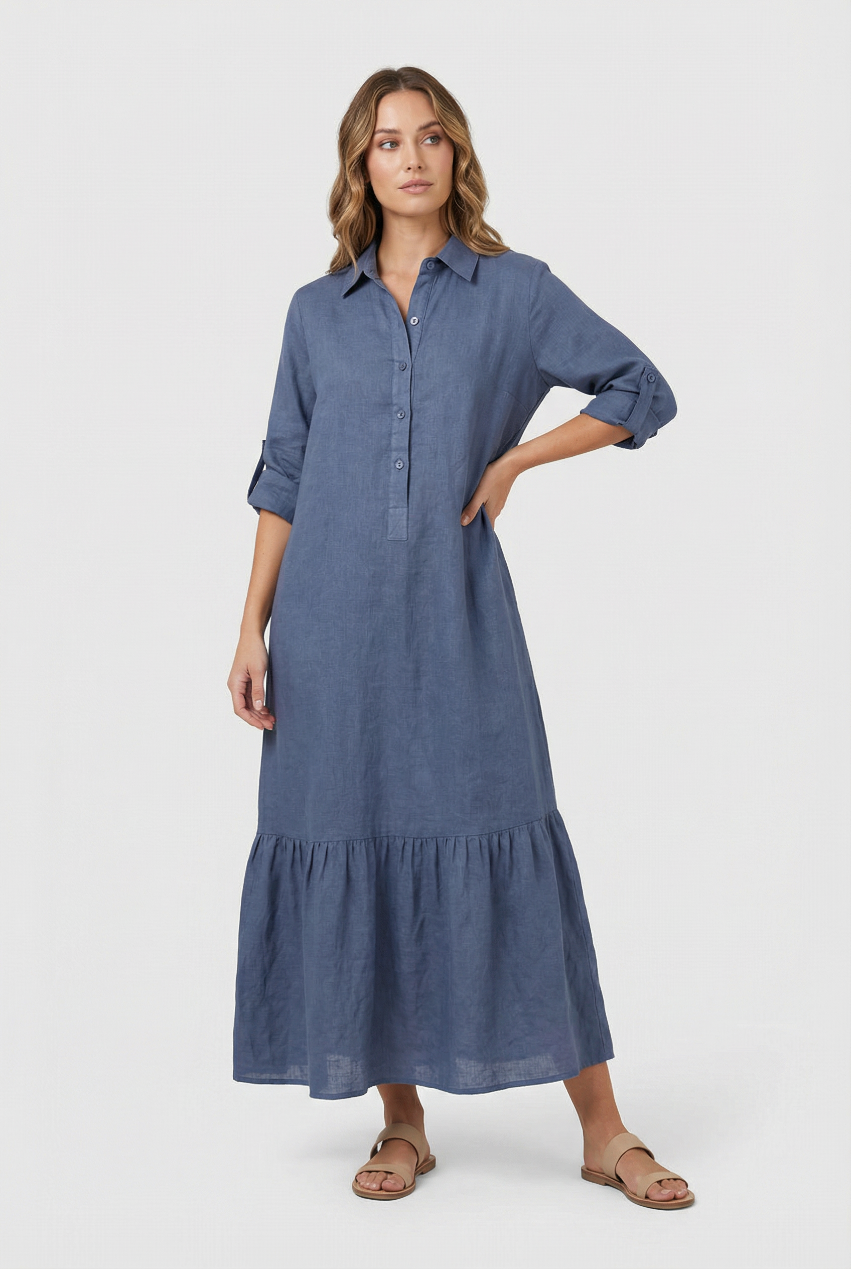 Clarissa | Effortless Tiered Shirt Maxi Dress