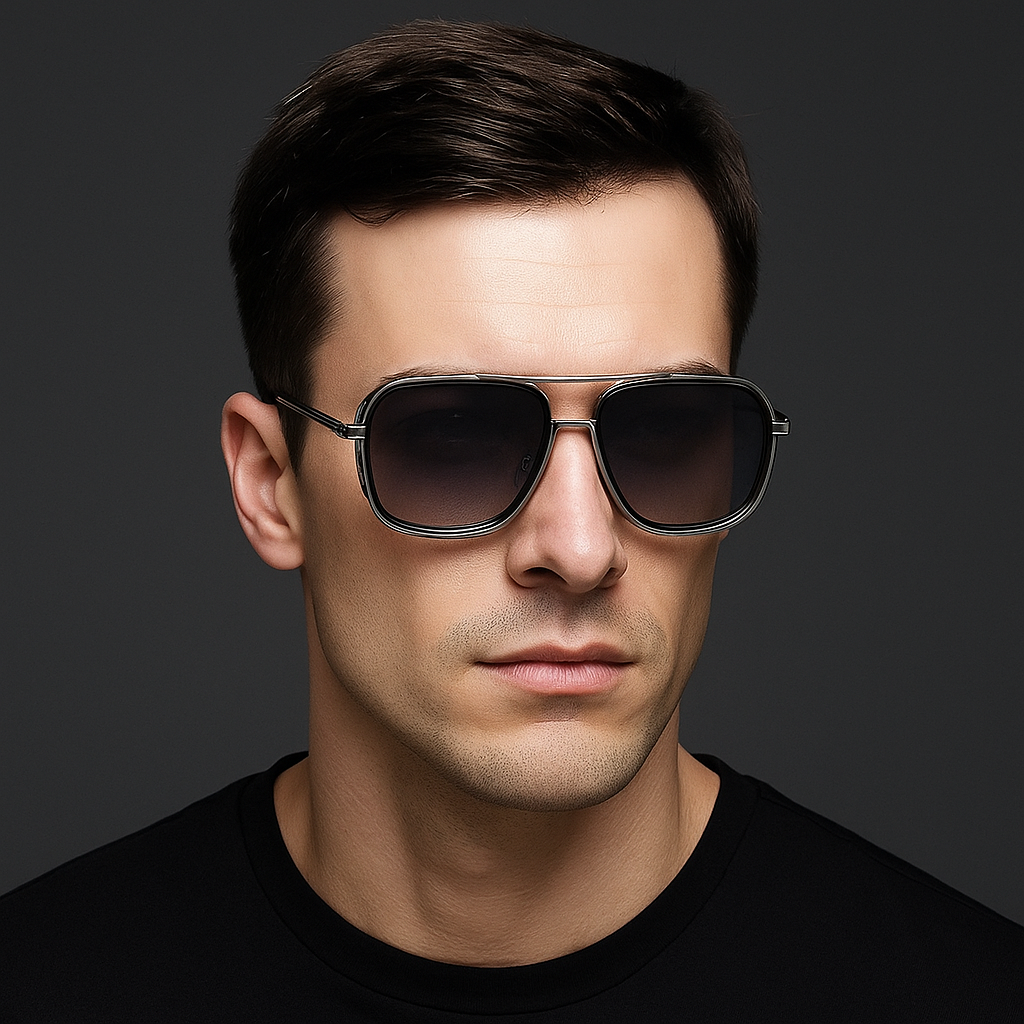 Men’s Classic Sora Aviator Sunglasses – Metal Frame with Double Bridge Design
