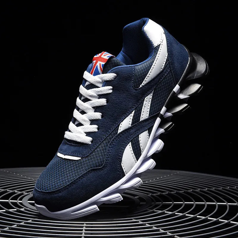 Men's Sneakers - Mesh Panel - Lace-Up - Rounded Toe - Athletic