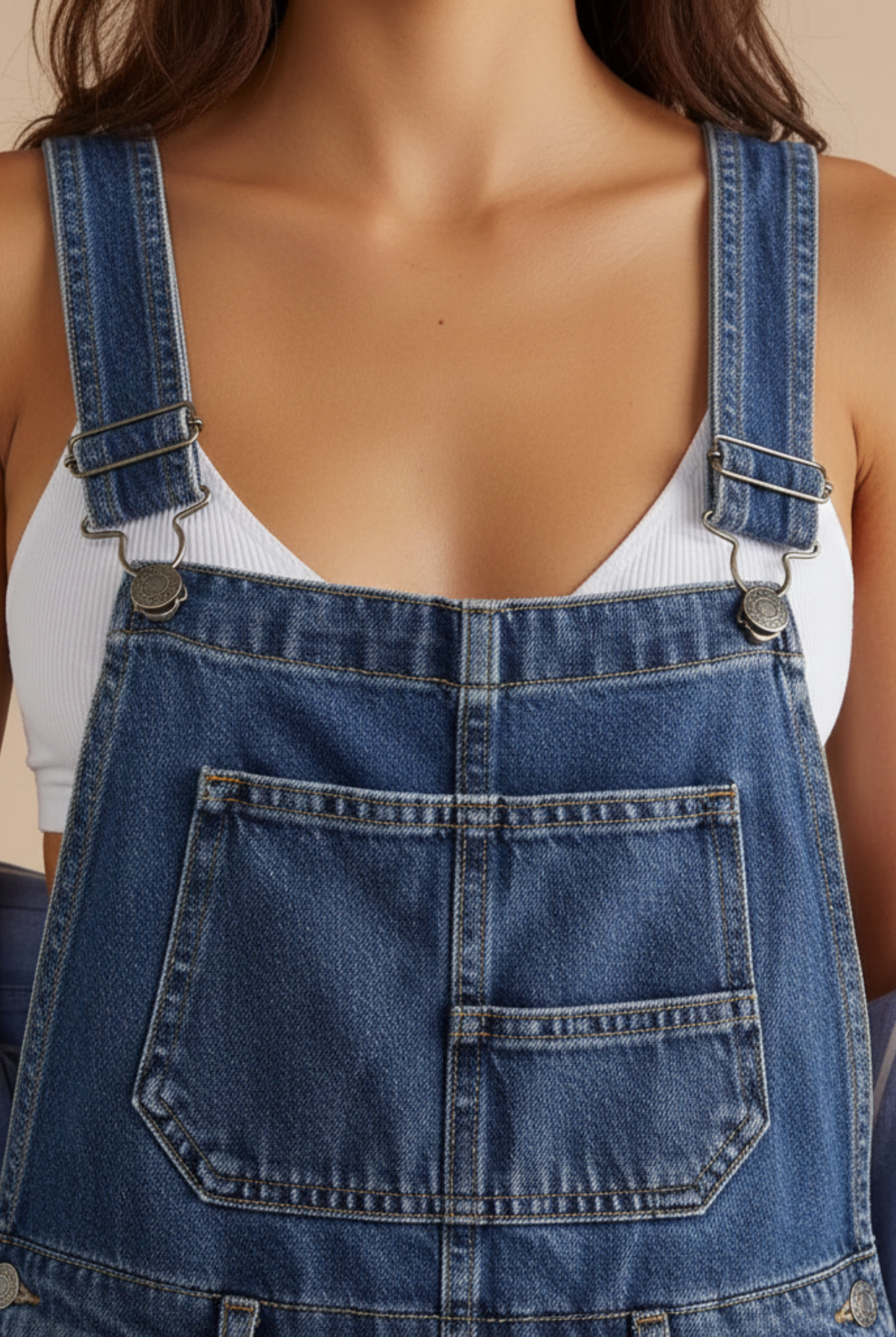 Women’s Relaxed Fit Dungarees with Crossed Back Straps and Side Pockets