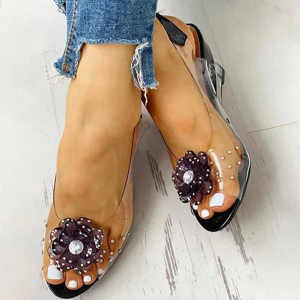 Elowen | Clear Wedge Sandals Slingback