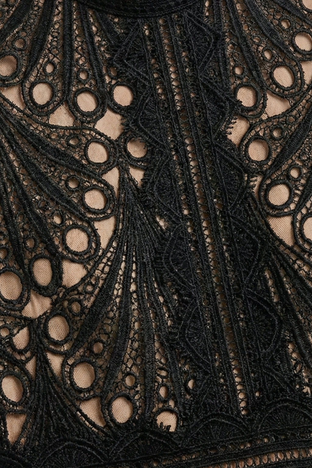 Women’s Elegant Lace Midi Dress - High Neck Design with Cutwork Detail