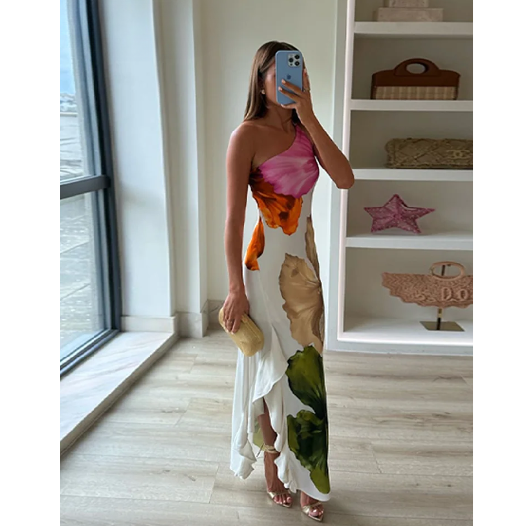 Sienna | Romantic Floral One Shoulder Maxi Dress