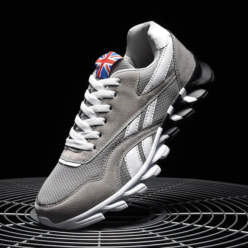 Men's Sneakers - Mesh Panel - Lace-Up - Rounded Toe - Athletic