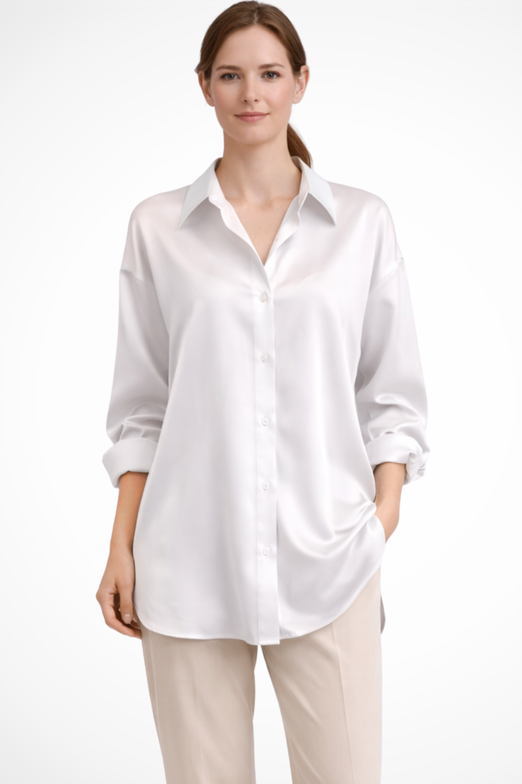 Elara | Luxe Satin Button Down Shirt