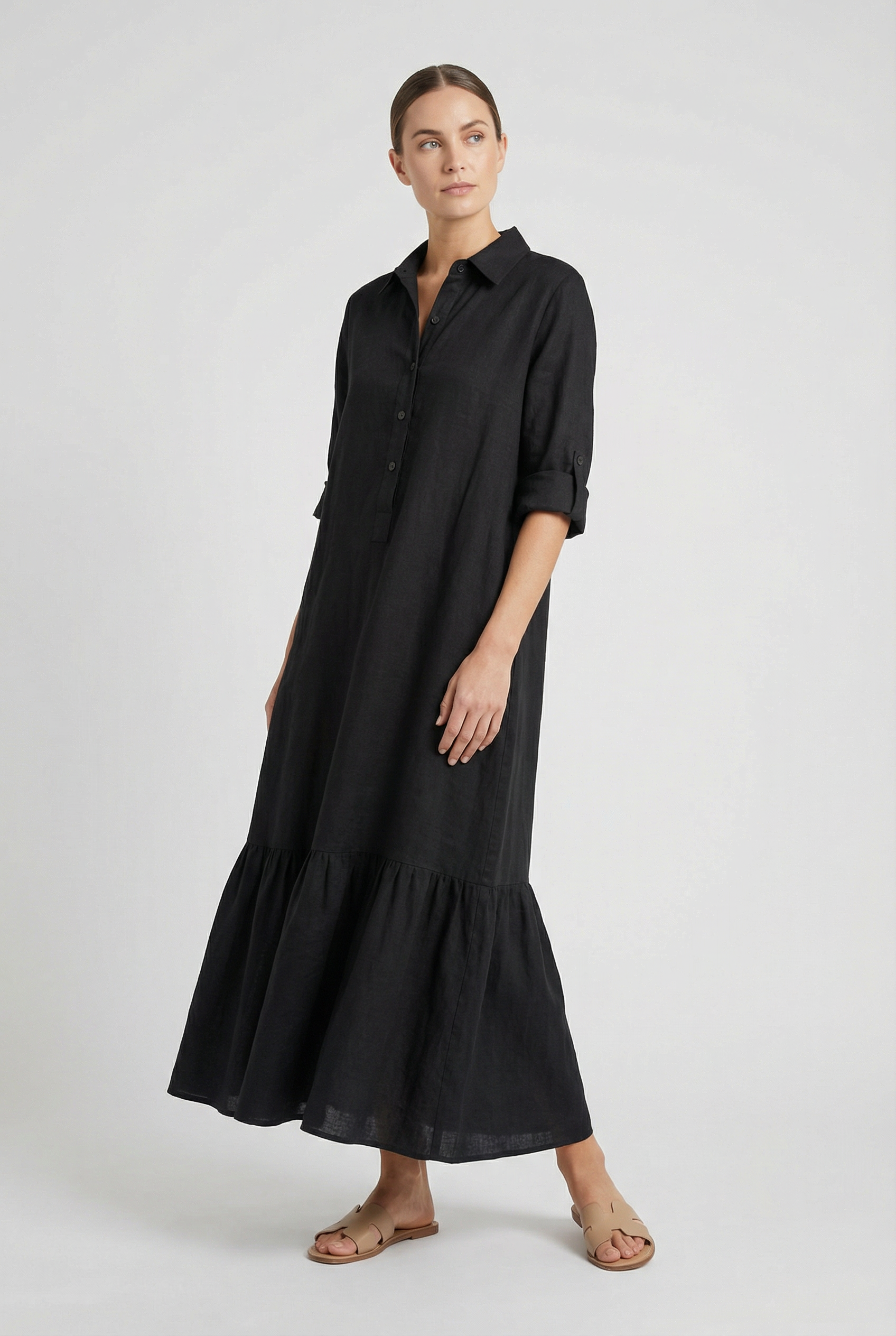 Clarissa | Effortless Tiered Shirt Maxi Dress