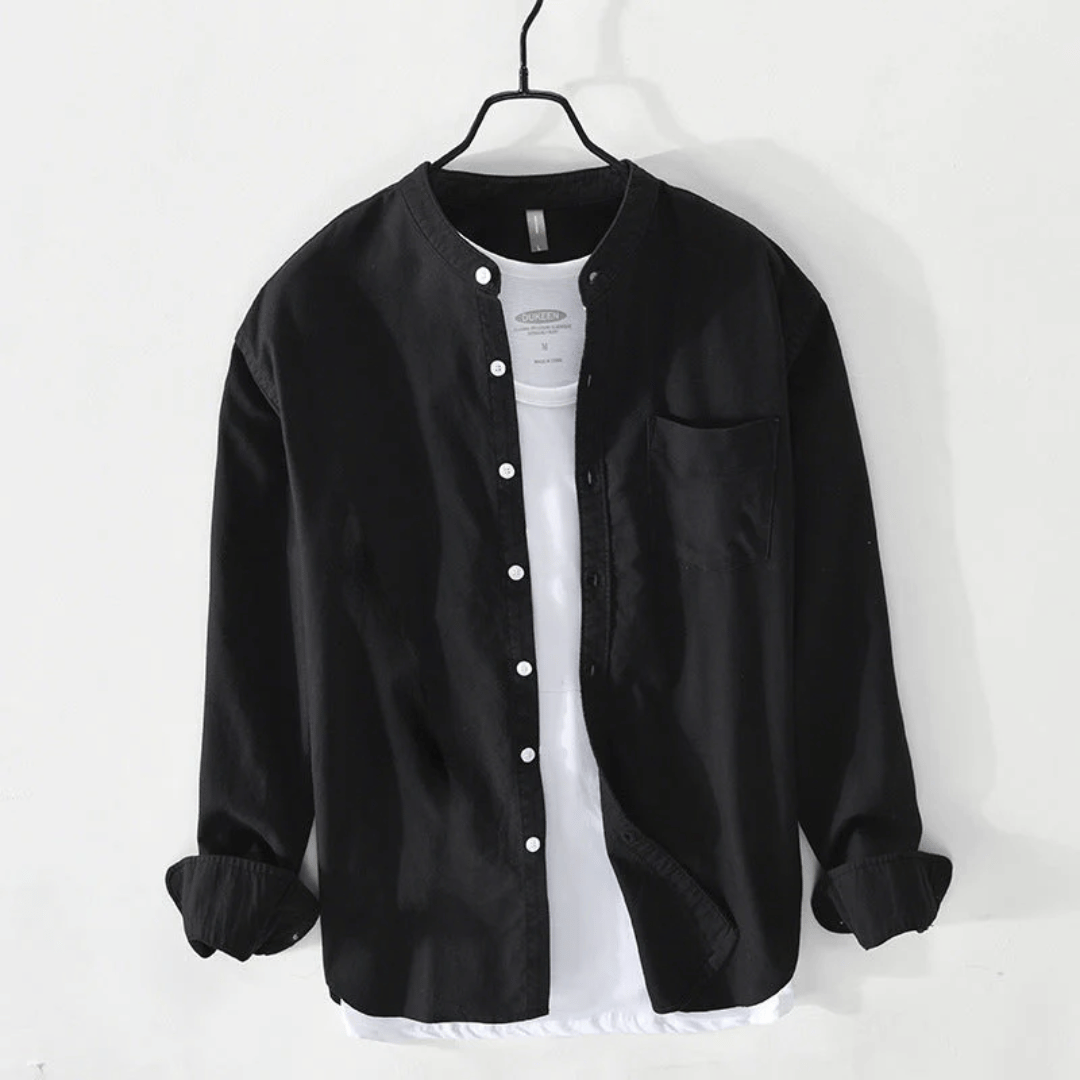 Kieran | Men's Casual Collarless Cotton Button Down Shirt