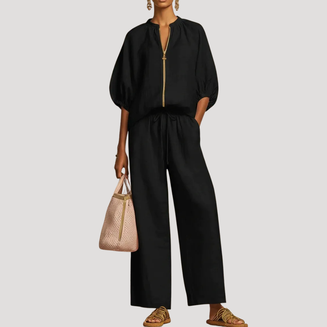 Celestria | Effortless Linen Puff Sleeve Going Out Sets