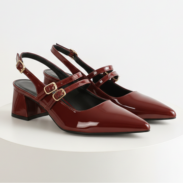 Isadora | Elegant Double Strap Mary Jane Slingback Heels