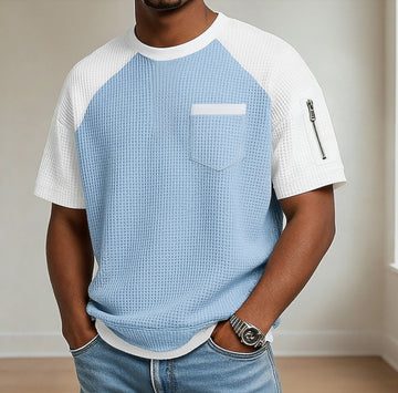 Kieran | Men's Casual Raglan Waffle Henley Tshirt